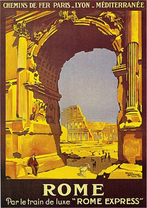 Rome par le train de luxe Rome Express travel poster